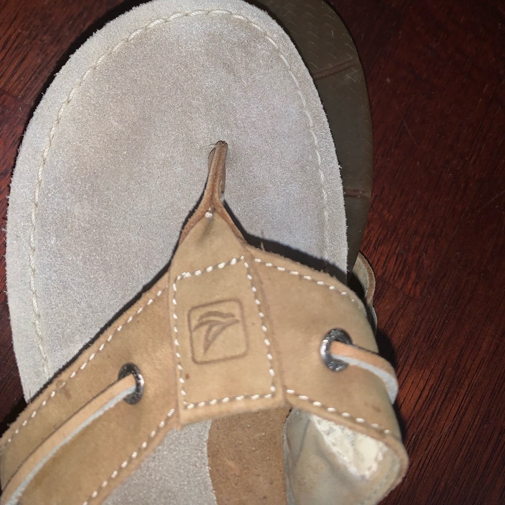 Sperry brown leather thong sandals shoes womens size 6